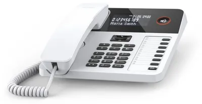 Produktbild von Gigaset DESK 600, Analoges Telefon, Kabelgebundenes Mobilteil, 100 Eintragungen, Anrufer-Identifikation, Weiß