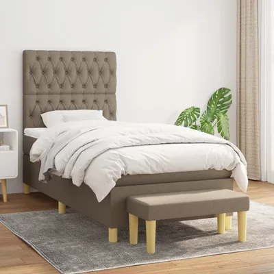 Produktbild von Cloris Designermöbel Boxspringbett mit Matratze Taupe 100x200 cm Stoff 2024 Neu