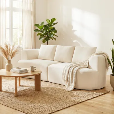 Produktbild von Sweiko 3-Sitzer-Sofa, 260 cm Chenille-Sofa mit breiter Sitzfläche, Federkernpolsterung, hochdichtem Schaumstoff, 3 Kissen creme