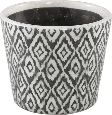 Produktbild von Runder Keramik-Blumentopf BEIRE, weiß-schwarz Größe: L