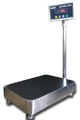 Produktbild von Wasserdichte Plattformwaage, 150kg/0,05kg, 40 * 50 cm Edelstahlplattform, Akku + Netzteil, Industriewaage, Fischwaage, Plattformwaage, Fleischwaage, Paketwaage