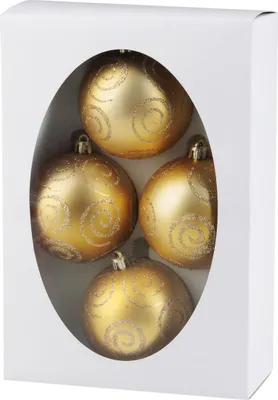 Produktbild von MAGICHOME WEIHNACHTSKUGELN, 4 St., golden mit Ornamenten, 7 cm