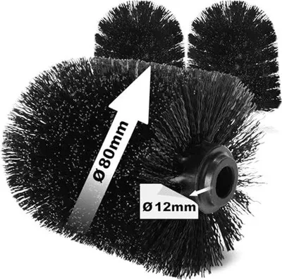 Produktbild von 3-stück Toiletbürstenkopf-Set in Schwarz für Toilettenbürsten - 80 mm Bürstenkopf