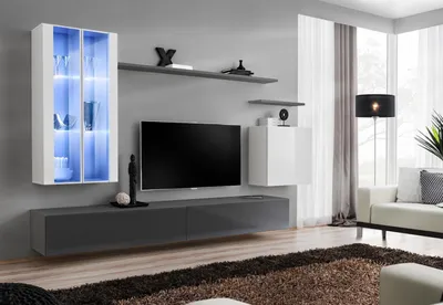 Produktbild von Grau Möbel Wohnzimmermöbel Designer Holzmöbel Luxus Stil Schrank Wandschrank