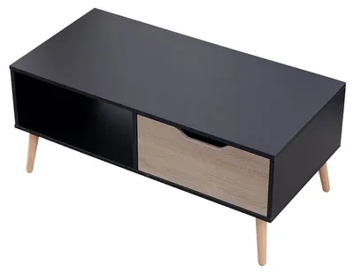 Produktbild von Couchtisch mit Schublade im skandinavischen Stil schwarz FREJA