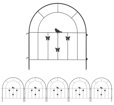 Produktbild von Gartenzaun Zaun Stahl 300 cm x 70 cm hoch Dekorativer Gitterzaun Set Zaunelemente Schwarz