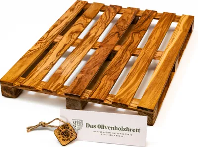 Produktbild von Genusspalette aus Olivenholz, rechteckig (40 cm x 30 cm x 3,5 cm)