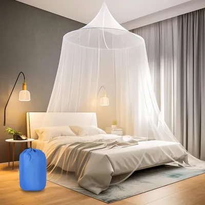 Image de VEVOQIM Moustiquaire de lit Lit double Lit simple Voyage Ciel de lit Moustiquaire à mailles fines