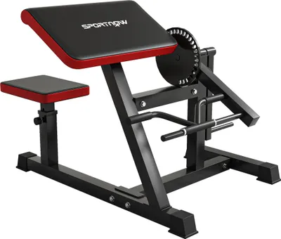 Obrázok produktu pre SPORTNOW stroj na bicepsové / tricepsové zdvihy s 5-stupňovým nastaviteľným sedadlom Fitness stroj na predĺženie tricepsu, Imitácia kože, čierny
