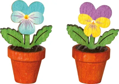 Produktbild von Drechslerei Kuhnert - Stiefmütterchen Klein im 2er Set - ca. 3 cm groß - als Dekoration oder Geschenk geeignet
