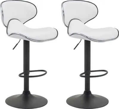 Produktbild von 2er Set Barhocker FAMIR - Kunstleder Weiß 46x49x88 cm Schwarz | Barstuhl Mit Lehne Tresenhocker Tresenstuhl Kneipenhocker Kneipenstuhl