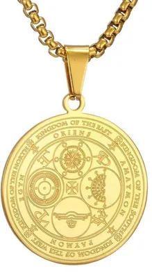Produktbild von AFSTALR Erzengel Siegel Amulett Halskette Edelstahl Herren Style5--Or