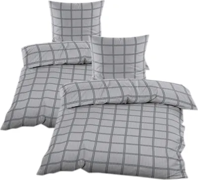 Produktbild von Seersucker Bettwäsche 4 tlg. 135x200 mit Reißverschluss - Microfaser Kariert