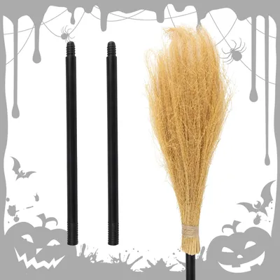 Image de Décoration d'Halloween "Balai de sorcière", en bois, 105 cm, pour intérieur et extérieur