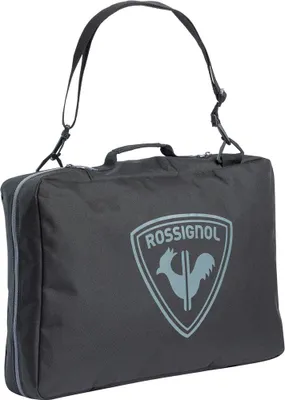 A black ski boot bag with the Rossignol logo.