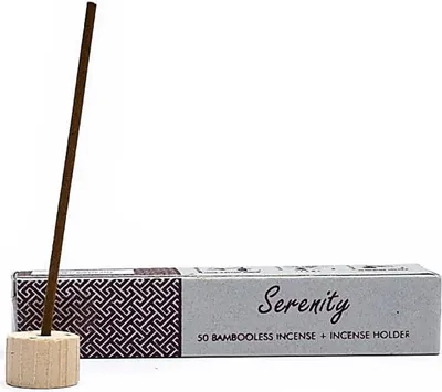 Produktbild von Kräuter-Räucherstäbchen Bambooless mit Halter Serenity – Packung mit 12 Stück – 34 g