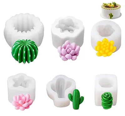 Productafbeelding van Siliconenmatrijzen voor bloemen, 6 siliconen gietvormen, hartvormige siliconenmatrijzen voor vetplanten, hartvormige siliconenmatrijzen voor kaarsen, 3D-siliconenmatrijzen voor fondant en epoxyhars