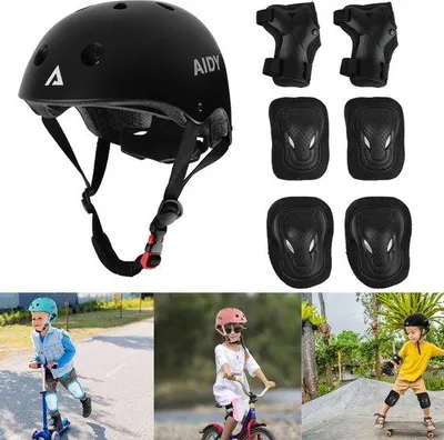 Produktbild von Famanu Schutzausrüstung für Kinder - Helm, Knieschoner, Ellbogenschoner, Handgelenkschoner