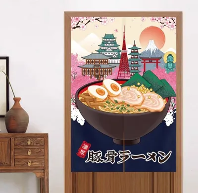 Obrázok produktu pre Jemné ázijskéobytné japonské závesy na dvere Noren s kvetmi Š80xV130cm