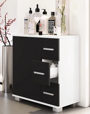 Produktbild von VCM Holz Midischrank | Badschrank | Maße: H. 65 x B. 60 x T. 30 cm | 3 Schubladen | 1 große Drehtür | 2 Fächer - Zalo XL