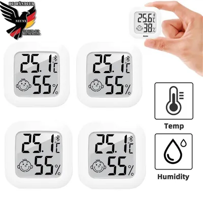 Produktbild von 4x Digitales Thermo-Hygrometer Thermometer Luftfeuchtigkeitsmessgerät digital LCD mit hoher Genauigkeit Temperatur Feuchtigkeit Haus Büro Weiß