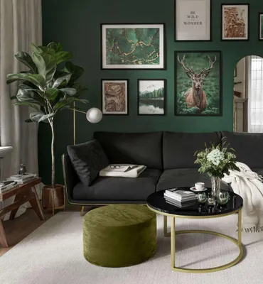 Produktbild von Runder Couchtisch CIRI mit Hocker Gold Matt