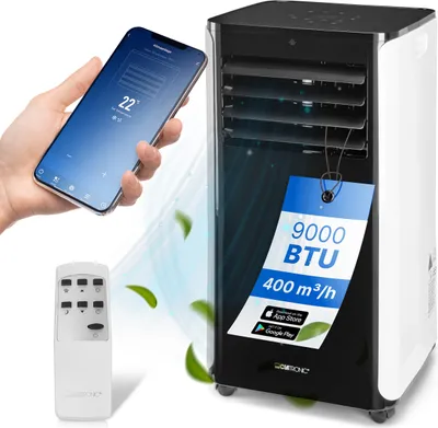 Produktbild von Clatronic Mobile Klimaanlage mit WiFi-Steuerung | 3in1 zum Kühlen, Entfeuchten, Ventilieren | 9000 BTU | Klimaanlage mit Abluftschlauch | CL 3716