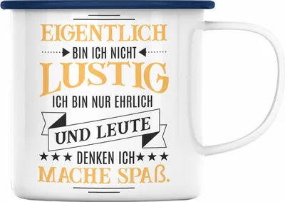 Produktbild von Trendation - Ich Bin Eigentlich Nicht Lustig Emaille Tasse mit Spruch Geschenk Kollegin Kollege Sarkasmus Emaille Emaille Tasse Sprüche (Blau)