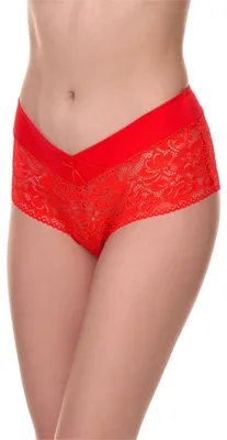 Produktbild von Merry Style Damen Unterhose Hipster Hot Pants mit Spitzenbesatz MSGAB155 (Rot-3, 38 (Herstellergröße: M))