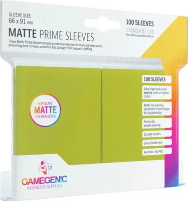 Obrázek produktu pro Gamegenic - Matné rukávy Prime Lime (100 rukávů)