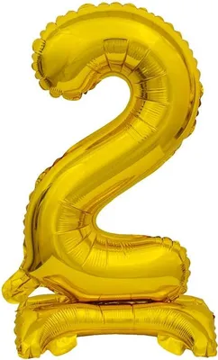Immagine prodotto di Palloncino in foil con il numero 2 dorato, decorazione di compleanno, 38 cm