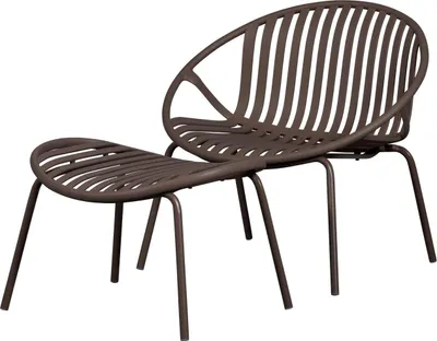 Produktbild von bruce garten lounge sessel + hocker pp/metal lila/braun