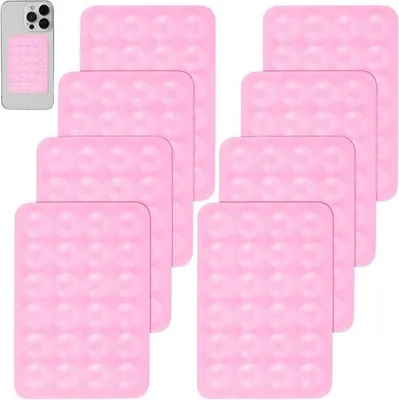 Image de Support autocollant en silicone pour téléphone portable, rose, lot de 8