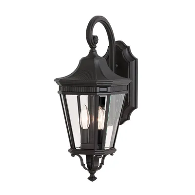 Immagine prodotto di Applique da esterno Cotswold Lane nera e trasparente, 2xE14x60W, alluminio, dimensioni: 52,1x22,9x29,5 cm, IP44, Feiss