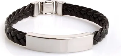 Produktbild von Karisma Herren Lederarmband mit hochglänzender Edelstahl-Platte geeignet für Gravuren Länge 19cm