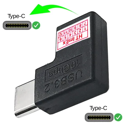 Produktbild von 90 Grad Rechtwinklig USB 3.1 C Typ Adapter Stecker Auf Buchse USB C Konverter