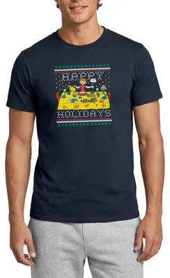 Produktbild von Spreadshirt Pippi Langstrumpf Happy Holidays Ugly Christmas Männer T-Shirt, 3XL, Navy
