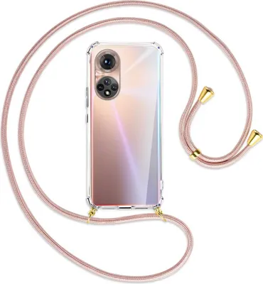 Produktbild von Handykette Backcover-Schutzhülle mit Band (Metall goldfarben) für Honor 50 (NTH-AN00) - roségold