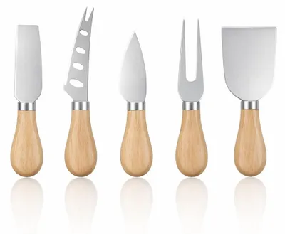 5-tlg. Käse-Messer-Set, Edelstahl, Holzgriffe, Schneiden & Servieren
