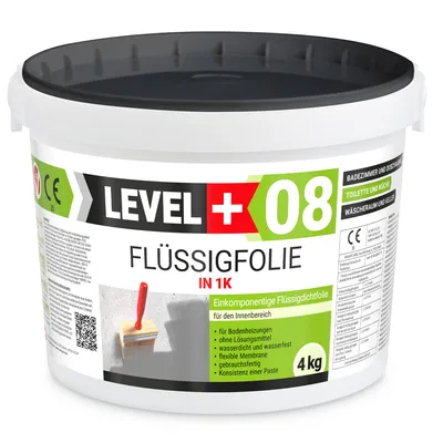 Zdjęcie produktu dla Folia w płynie do wnętrz LEVEL+ Hydroizolacja łazienki 4Kg elastyczna izolacja L+08