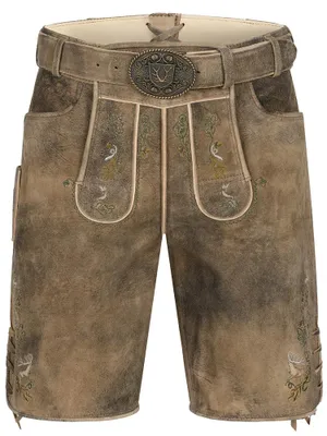 Produktbild von Lederhose Micah mit Gürtel braun 54