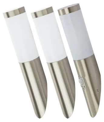 Produktbild von 3er Set RGB LED Wandleuchte, Bewegungsmelder, Edestahll