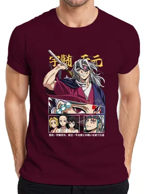 Obrázok produktu pre Kimetsu no Yaiba Tengen Uzui Sound Hashira Geschenk Herren T-Shirt, Burgundy, S