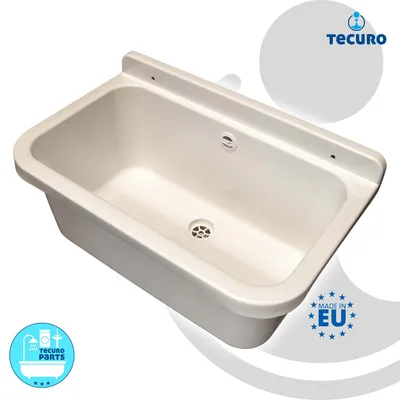 Produktbild von tecuro Ausgussbecken P55W, weiß, mit Ablaufgarnitur und Siphon, 18 Liter, 550x340x210 mm