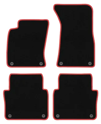 Produktbild von Fußmatten Automatten Velours Schwarz/Rot für Audi A8 D3 2002-2009 Set 4-tlg