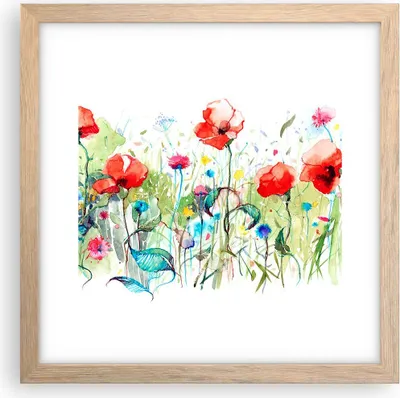 Produktbild von Gerahmtes Poster - Rahmen in heller Eiche - Blumen Wiese Blatt Natur - 30x30 cm - Wand Bild - Wanddeko - Wandbilder - Wandposter - Bilderrahmen - Bilder - Kunstdruck - Wandbild - P2NAC30x30-3076