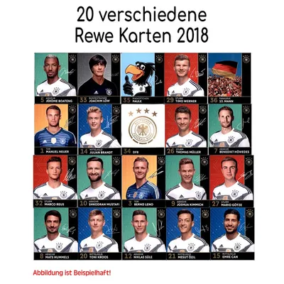 Produktbild von WM 2018 REWE Sammelkarten - 20 verschiedene Karten