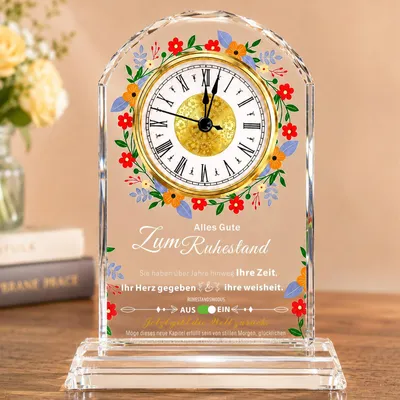 Quarz-Tischuhr – Ruhestandsgeschenk für Frauen, Kristall