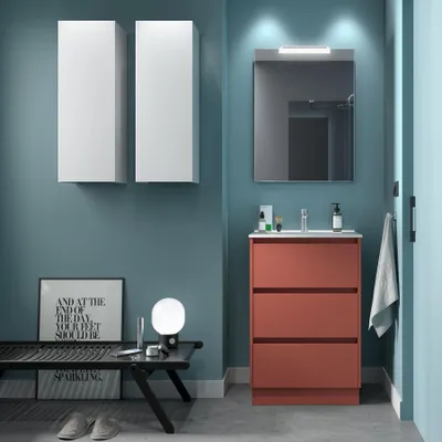 Immagine prodotto di Salgar mobili da bagno NOJA 600 3 cassetti RED SATIN + lavabo