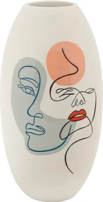 Produktbild von Weiße Harzvase mit aufgemalten Gesichtern Ø 20,5x38 cm